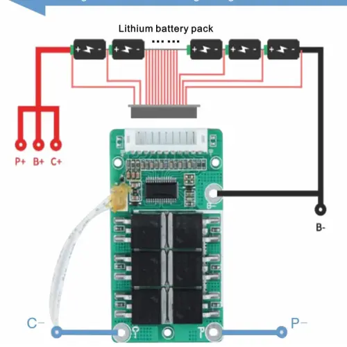 10S BMS 36V 30A Placa de protección PCB de iones de litio con cable de equilibrio y NTC, diez protecciones funcionales, puertos divididos, para batería de iones de litio (10S 36V 30A)'s photo #4