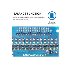 24S BMS 72V 50A Lifepo4 Sistema de gestión de baterías PCB placa de protección con cable de equilibrio y NTC, diez protecciones funcionales, puerto común, para batería Lifepo4 (24S 72V 50A) miniatura 6